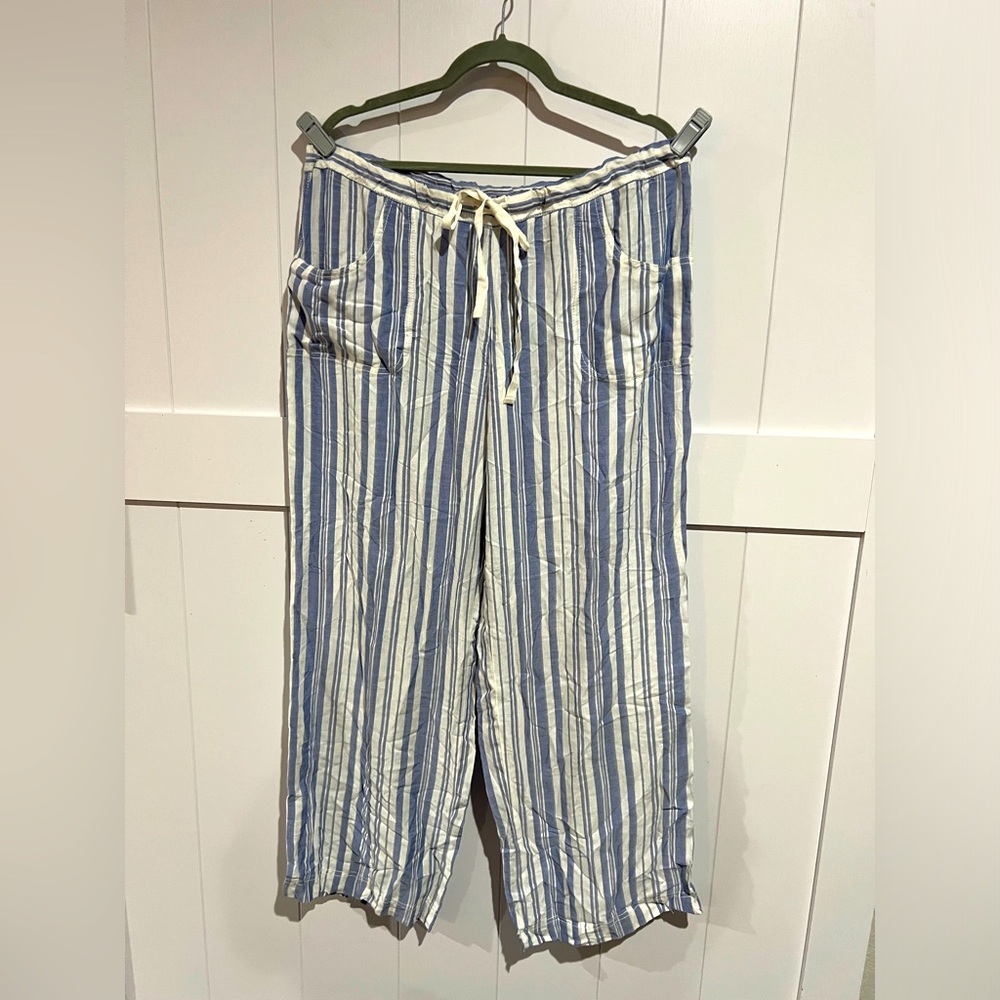 Max Edition Blue & White striped women’s rayon pants XL NEW WITH TAGS NWT